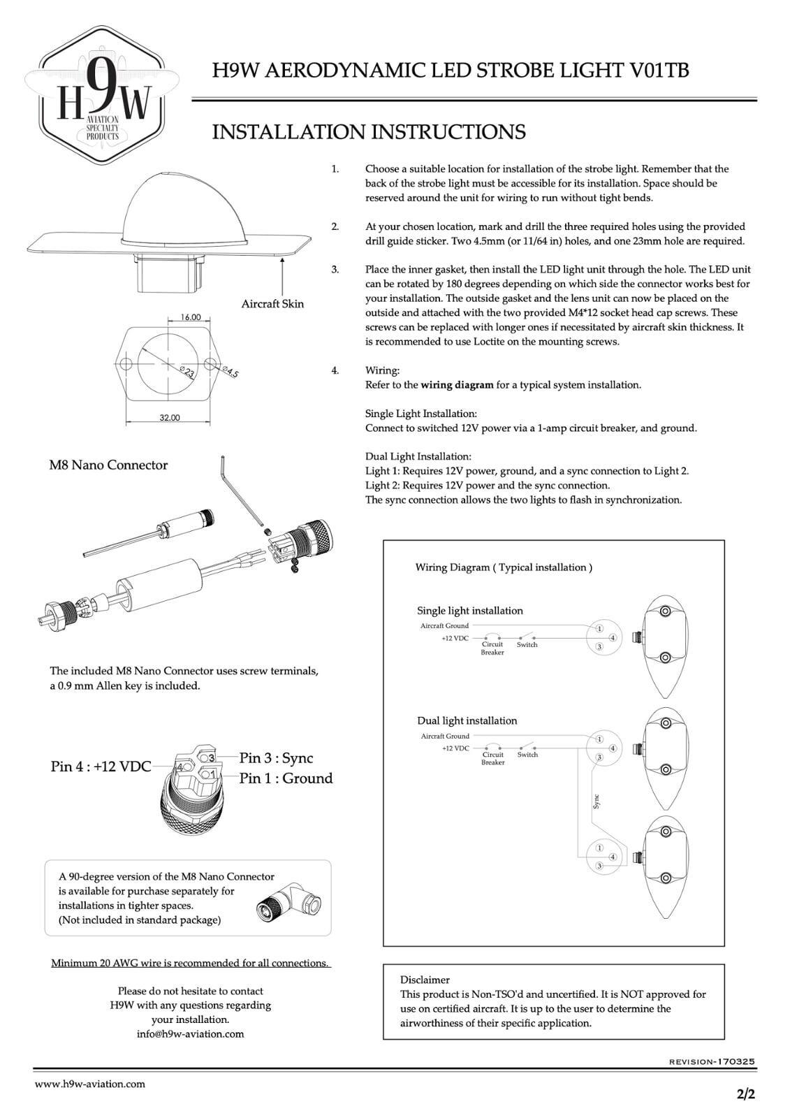 H9W Aerodynamic LED Strobe Light - V01TB