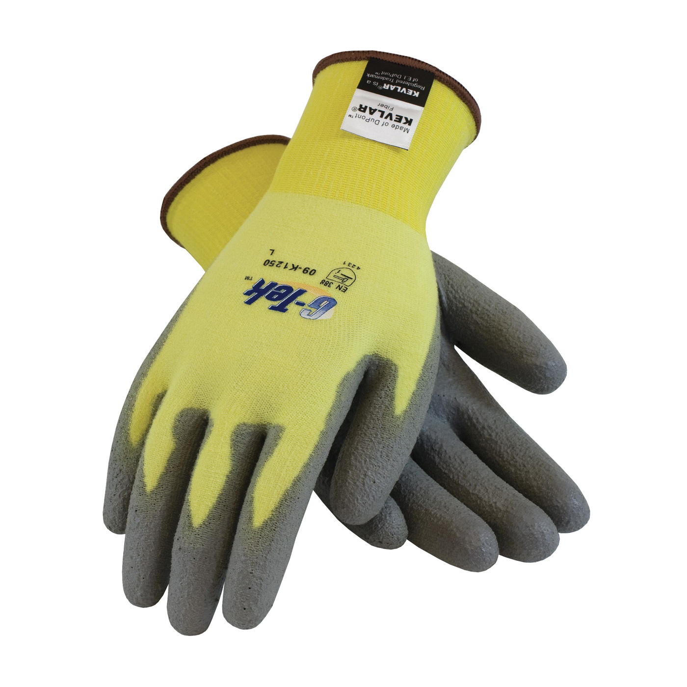 G-Tek Seamless Knit Kevlar Blended Glove with Foam Nitrile Coated Grip on Palm and Fingers - 21 Gauge - Touchscreen Yellow - 09-K3511-L G-Tek Seamless Knit Kevlar Blended Glove with Foam Nitrile Coated Grip on Palm and Fingers - 21 Gauge - Touchscreen Yellow - 09-K3511-L