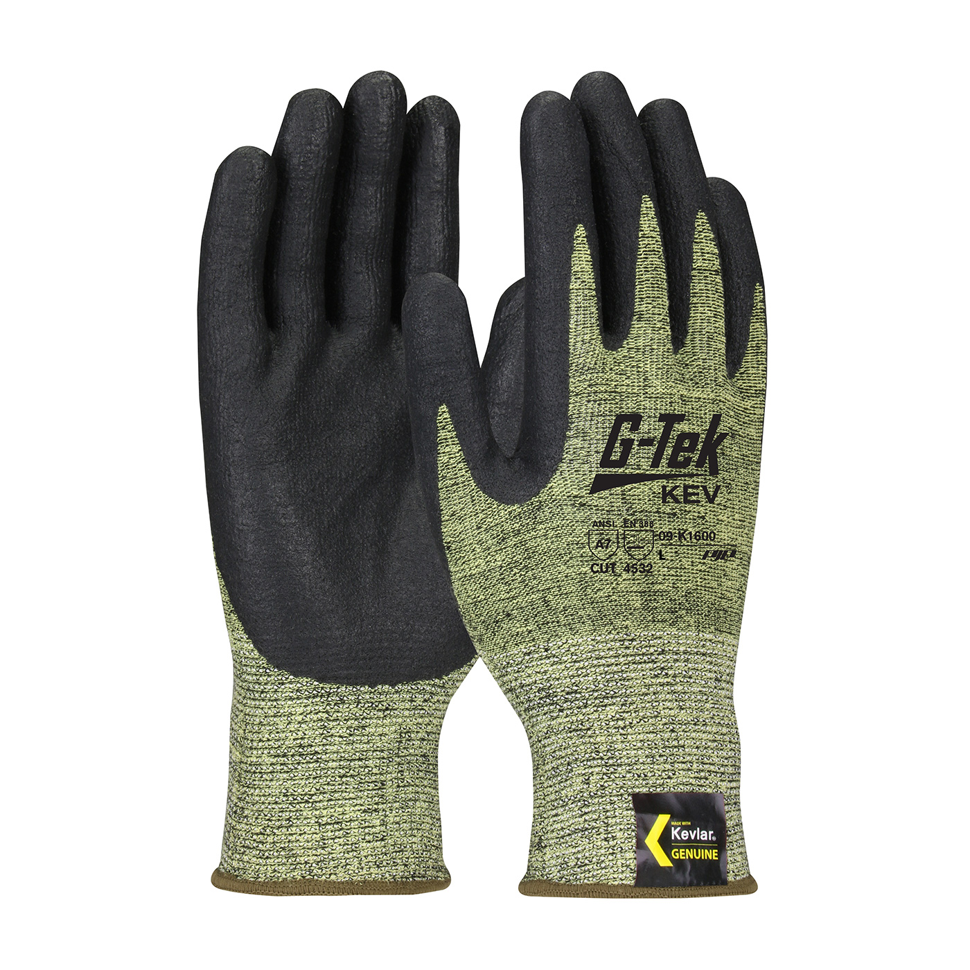 G-Tek Seamless Knit Kevlar Blended Glove with Foam Nitrile Coated Grip on Palm and Fingers - 21 Gauge - Touchscreen Yellow - 09-K3511-L G-Tek Seamless Knit Kevlar Blended Glove with Foam Nitrile Coated Grip on Palm and Fingers - 21 Gauge - Touchscreen Yellow - 09-K3511-L