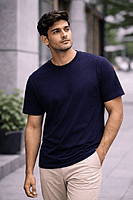 Men’s Plain Navy Blue T-Shirt – Clean. Versatile. Canadian. (Relaxed)