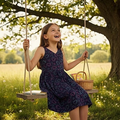 Sleeveless Navy Neon Heart Sketch Pinafore Dress ( L size 9-12 years) Sleeveless Navy Neon Heart Sketch Pinafore Dress ( L size 9-12 years)