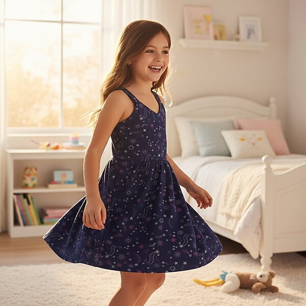 Sleeveless Celestial Print A-Line Dress Sleeveless Celestial Print A-Line Dress