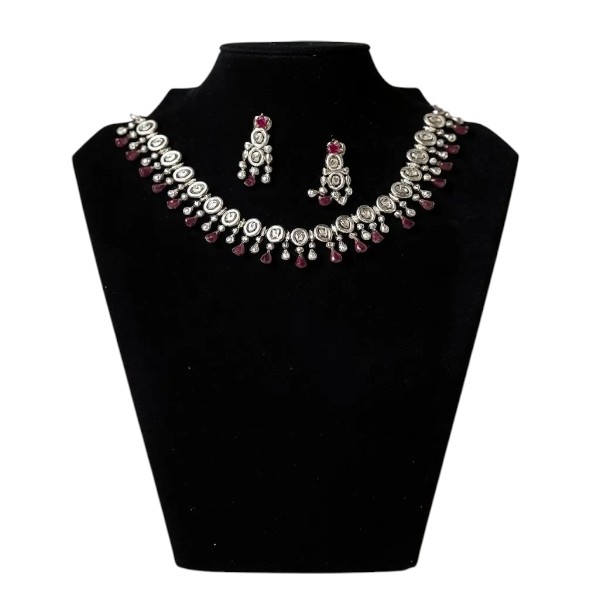 AD Stone NecklaceWith Ear Ring A1