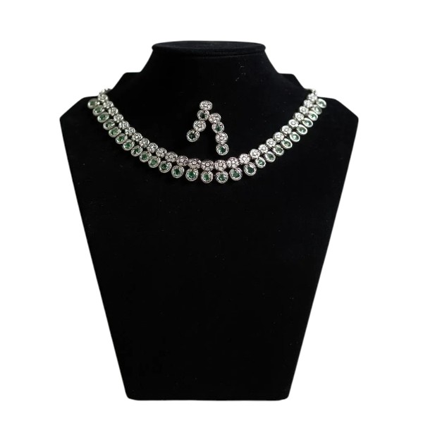 AD Stone NecklaceWith Ear Ring A2