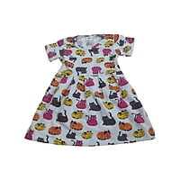 Baby Girl's Short-Sleeve Cat Print Dress Baby Girl's Short-Sleeve Cat Print Dress