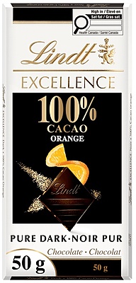 Lindt Excellence 100% Cacao Orange Dark Chocolate Bar 15 x 50 g Lindt Excellence 100% Cacao Orange Dark Chocolate Bar 15 x 50 g