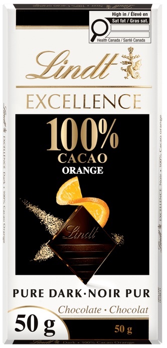 Lindt Excellence 100% Cacao Orange Dark Chocolate Bar 15 x 50 g