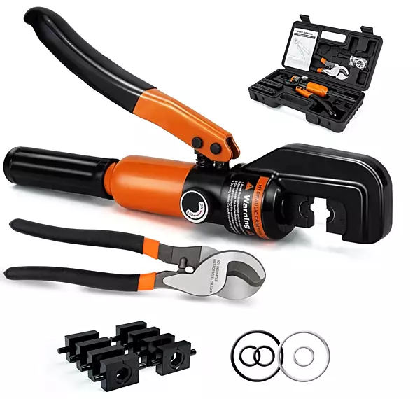 Hydraulic Crimping Tool Set; Dies up to 2/0; Includes Cable Cutter