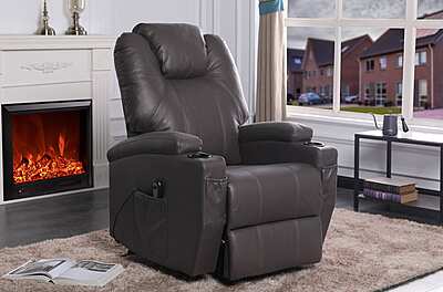 Lift Chair-T1014_2 - R - Power Recliner Lift Chair- Brown