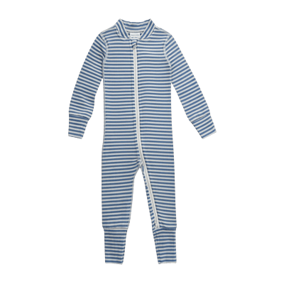 Long-Sleeve Striped Zip-Front Jumpsuit (Dusty Grey and White ) Long-Sleeve Striped Zip-Front Jumpsuit (Dusty Grey and White )