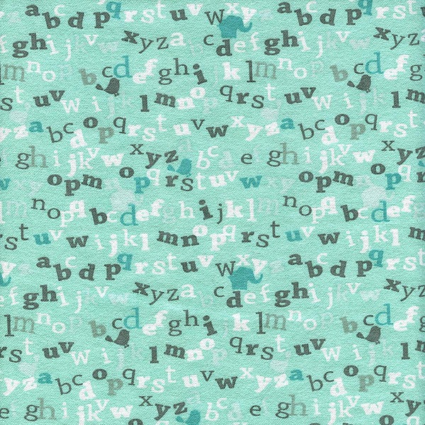 Alphabet Toss on Turquoise Flannelette