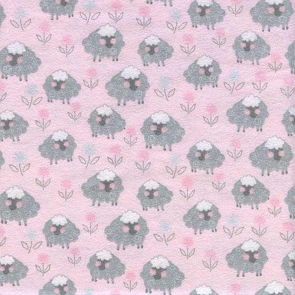 Baa Baa Black Sheep Pink Flannelette