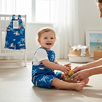 Dungaree Romper (Surfing Penguin Print) 18-24 Month