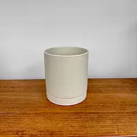 Romey Neutral Pot with Saucer - 5"x 5.75" - Tan
