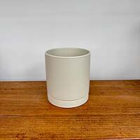 Romey Neutral Pot with Saucer - 5"x 5.75" - Tan