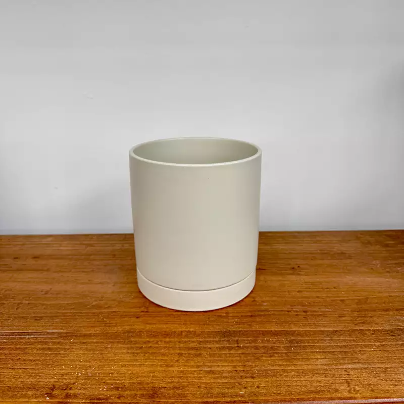 Romey Neutral Pot with Saucer - 5"x 5.75" - Tan