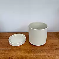 Romey Neutral Pot with Saucer - 5"x 5.75" - Tan