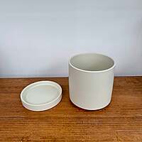 Romey Neutral Pot with Saucer - 5"x 5.75" - Tan