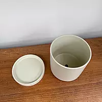 Romey Neutral Pot with Saucer - 5"x 5.75" - Tan