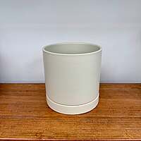 Romey Neutral Pot with Saucer - 7"x 7" - Tan