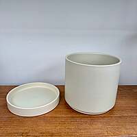 Romey Neutral Pot with Saucer - 7"x 7" - Tan