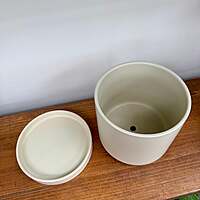 Romey Neutral Pot with Saucer - 7"x 7" - Tan