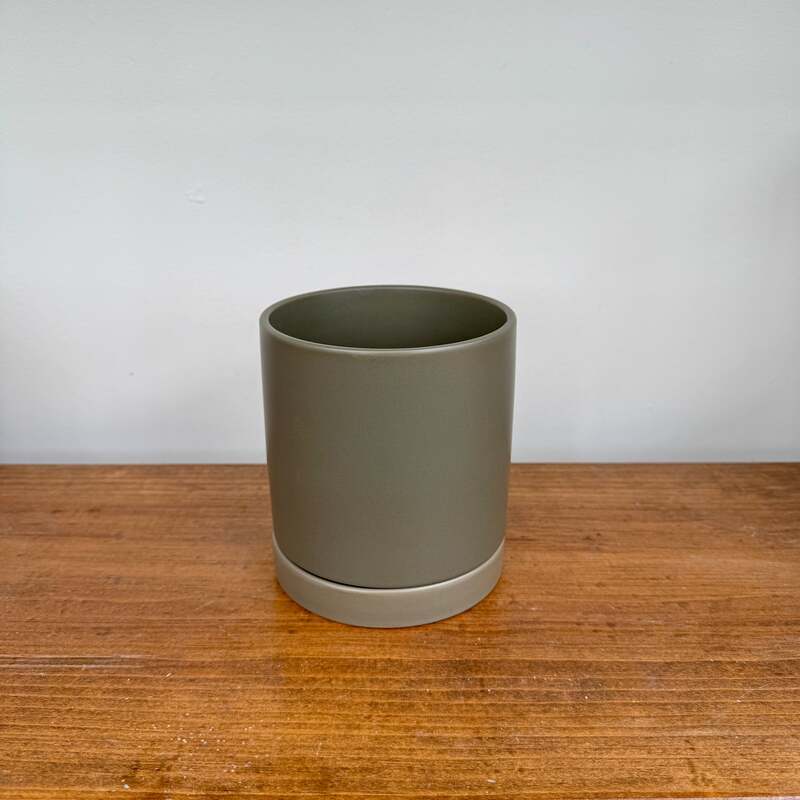 Romey Neutral Pot with Saucer - 5"x 5.75" - Moss
