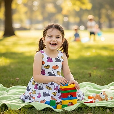 Sleeveless Colorful Cat Print A-Line Dress ( XL size 12-14 years) Sleeveless Colorful Cat Print A-Line Dress ( XL size 12-14 years)