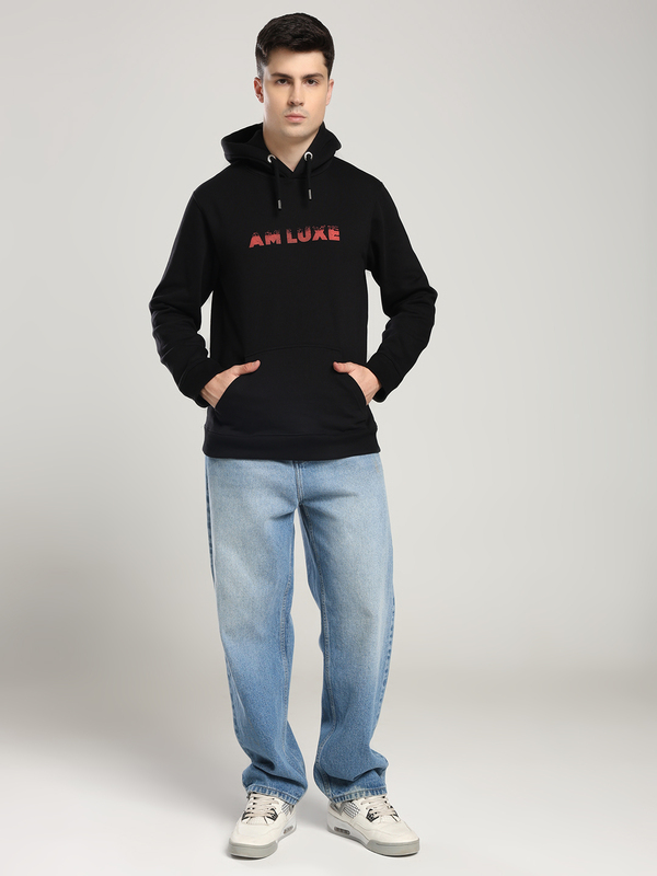 Men’s Black Hoodie with Black Owl Back Print – Mysterious. Bold. Canadian. (Relaxed)