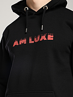 Men’s Black Hoodie with Black Owl Back Print – Mysterious. Bold. Canadian. (Relaxed)