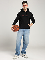 Men’s Black Hoodie with Black Owl Back Print – Mysterious. Bold. Canadian. (Relaxed)