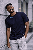 Men’s Navy Blue T-Shirt with Royal Roar Lion Graphic – Fierce. Artistic. Canadian. (Relaxed)