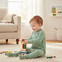 Long-Sleeve Garden Green Striped Zip-Front Jumpsuit (3-6 Month/60cm) Long-Sleeve Garden Green Striped Zip-Front Jumpsuit (3-6 Month/60cm)