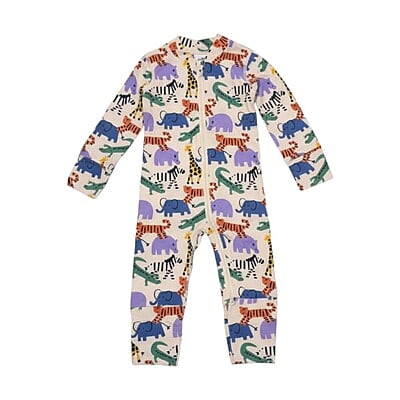 Long-Sleeve Safari Animal Zip-Front Jumpsuit (3-6 Month/60cm) Long-Sleeve Safari Animal Zip-Front Jumpsuit (3-6 Month/60cm)