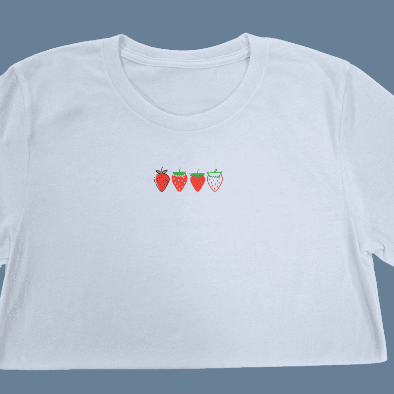 Strawberry Print White Unisex T‑Shirt – Volgania