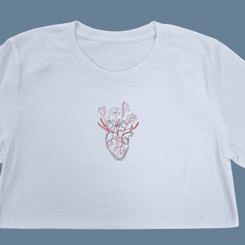 Minimal Heart Line Art White T‑Shirt – Volgania
