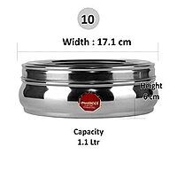 Sumeet Stainless Steel Belly Shape Masala (Spice) Box/Dabba/Organiser With See Through Lid With 7 Containers And Small Spoon (Small)
