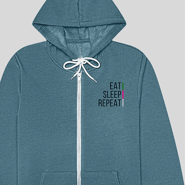 “Eat Sleep Repeat” Zip Hoodie – Minimalist Graphic Jacket