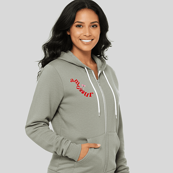 Amour Heart Zip Hoodie – Soft & Cozy Printed Jacket