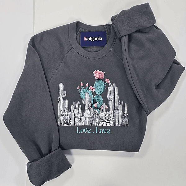 Love Love Cactus Floral Printed Crewneck Sweatshirt – Volgania