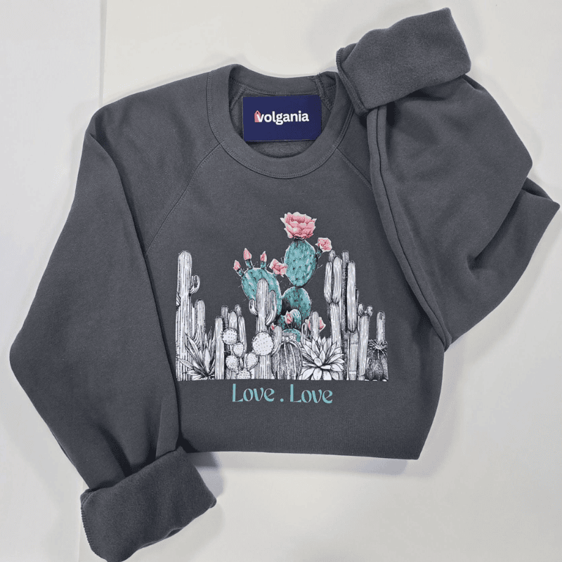 Love Love Cactus Floral Printed Crewneck Sweatshirt – Volgania