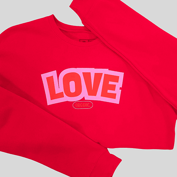 LOVE Organic Printed Crewneck Sweatshirt – Red | Unisex