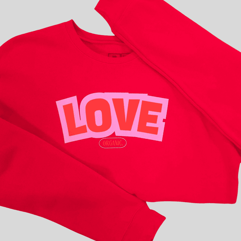 LOVE Organic Printed Crewneck Sweatshirt – Red | Unisex