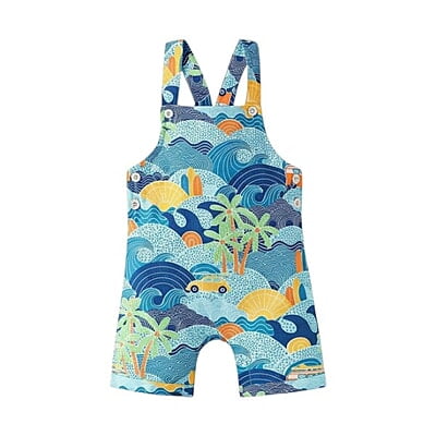 Dungaree Romper (Kids' Ocean Wave Print) 4-5 Years Dungaree Romper (Kids' Ocean Wave Print) 4-5 Years