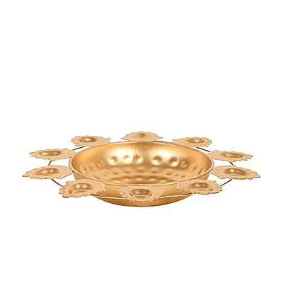 Urli Gold Metal Diya Round And Tealight Holder