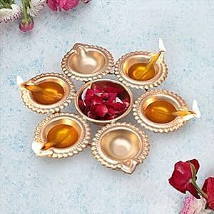 Diya Round Shape Flower Decorative Urli Bowl