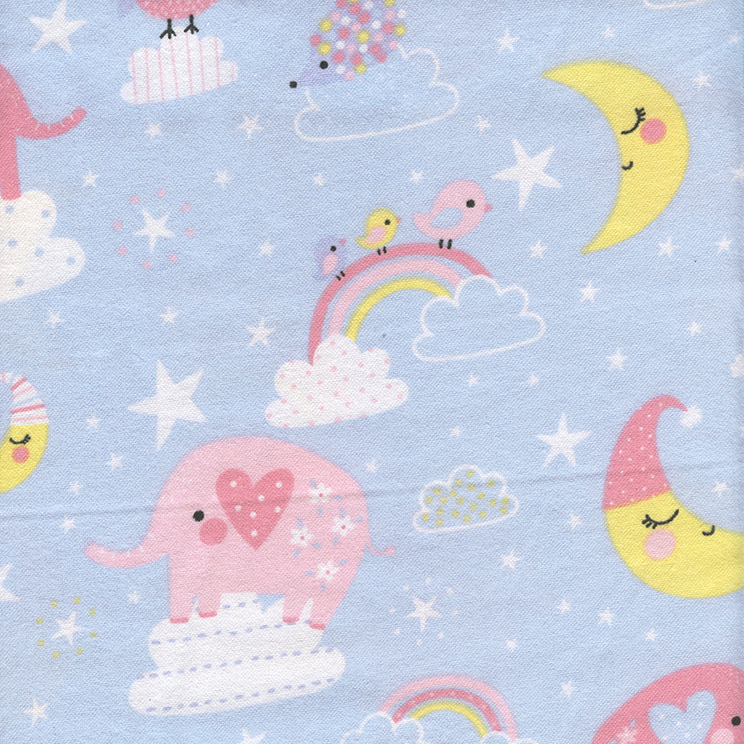 Nighty, Night Elephants on Lt. Blue Flannel