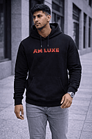 Men’s Black Hoodie – Red Wolf Back Graphic (Relaxed)