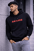 Men’s Black Hoodie – Red Wolf Back Graphic (Relaxed)