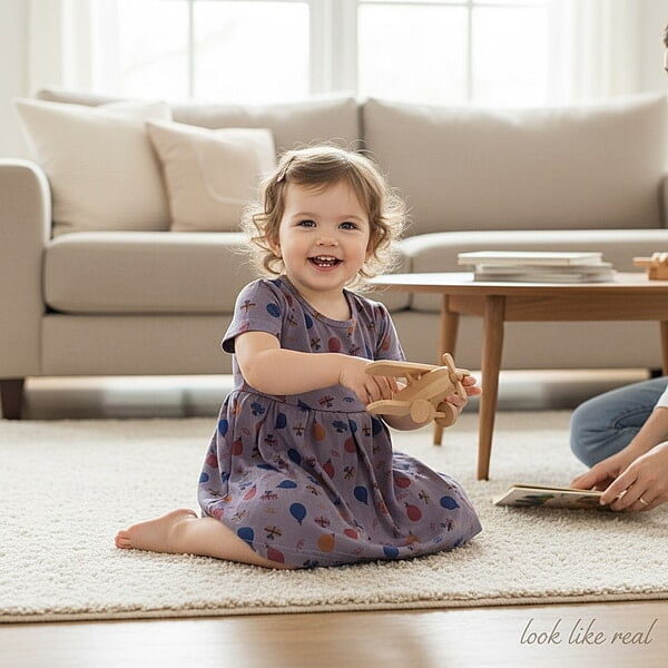 Baby Girl's Short-Sleeve Balloon Print Dress Baby Girl's Short-Sleeve Balloon Print Dress